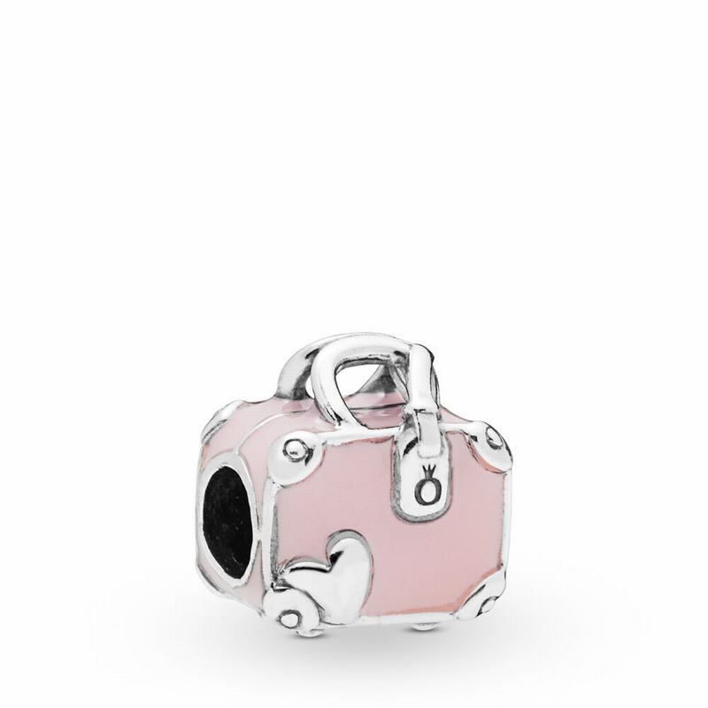 Pandora Australia Pink Travel Bag Charm - Sterling Silver | ZHOGMS874